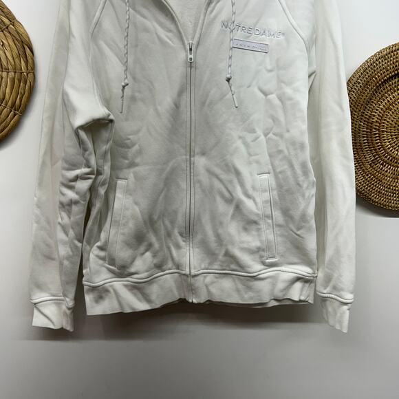 Under Armor Notre Dame Irish White Zip Up Hoodie Sweatshirt Womens Medium - Picture 4 of 8